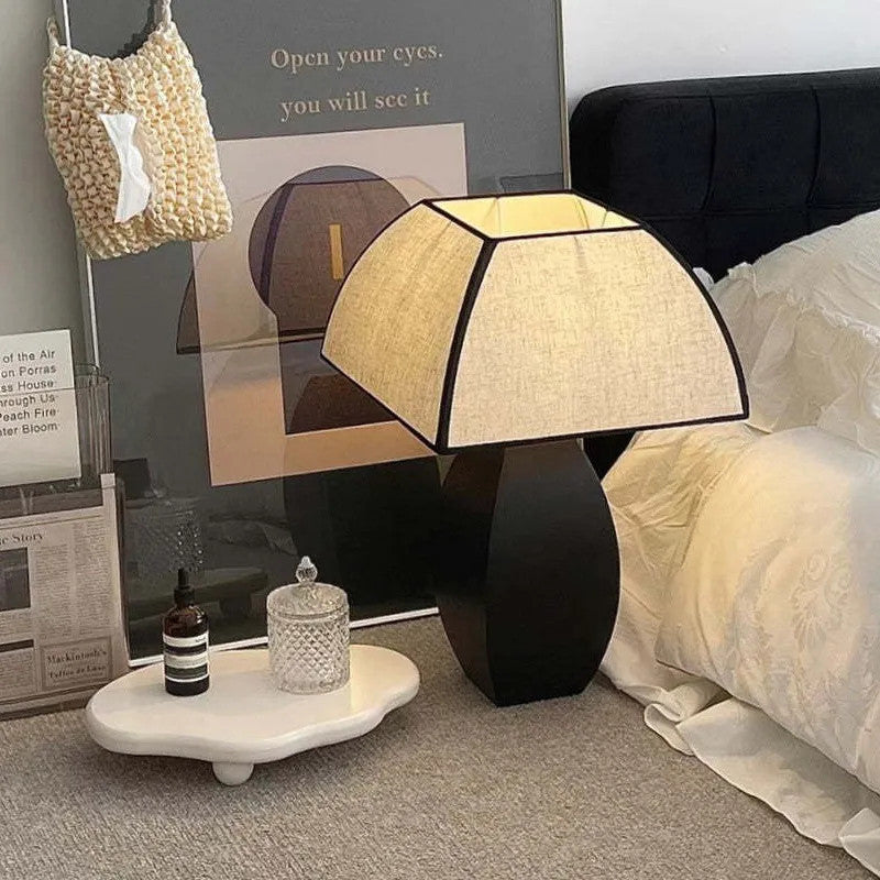 Vintage Fabric Shade Black Table Lamp