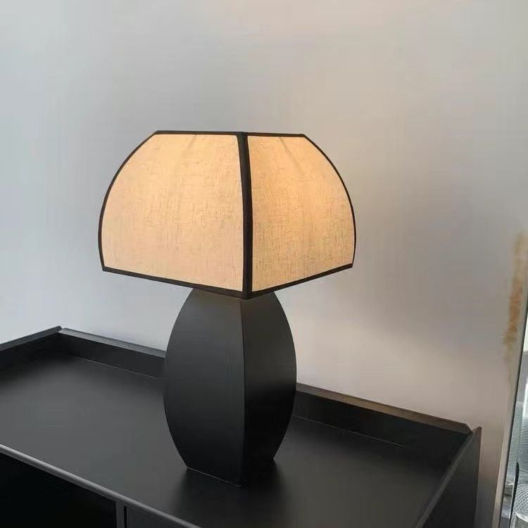 Vintage Fabric Shade Black Table Lamp