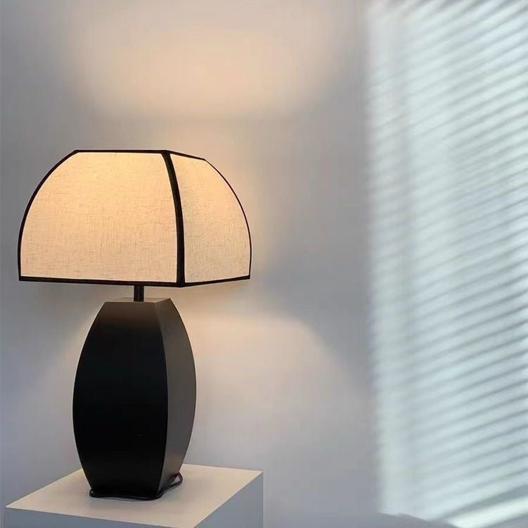 Vintage Fabric Shade Black Table Lamp