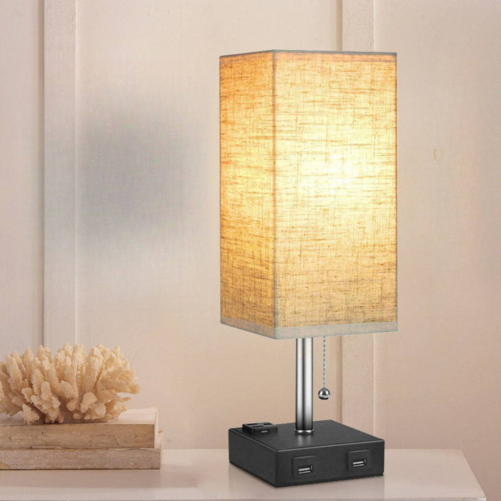 USB Multifunctional Fabric Bedside Lamp