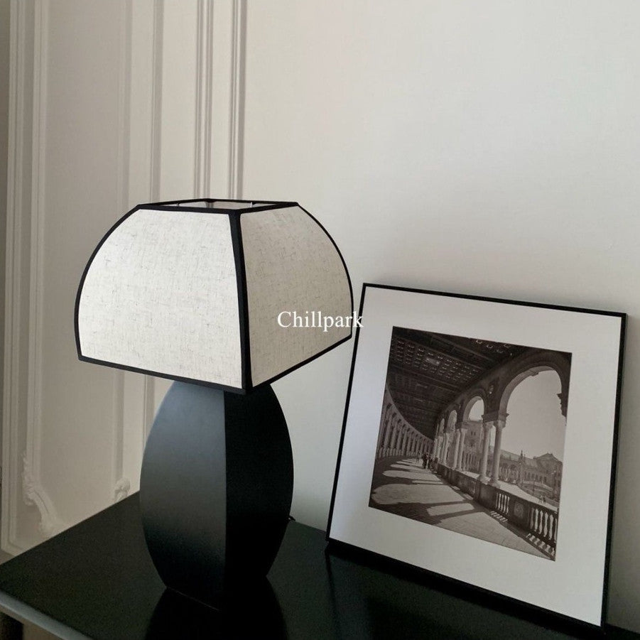 Vintage Fabric Shade Black Table Lamp